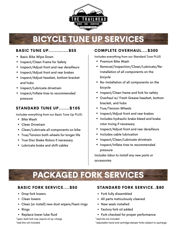 Bicycle best sale service prices